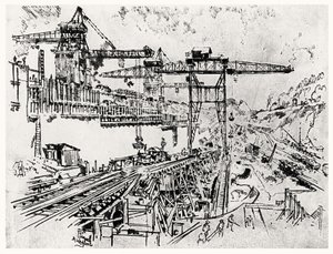 Le Mura della Chiusa di Miraflores, tavola XXIII da Il Canale di Panama di Joseph Pennell, 1912