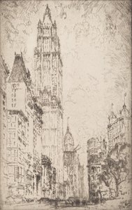 Il Woolworth Building, 1915 da Joseph Pennell
