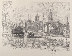 Vista sullo Spree, Berlino, 1921 da Joseph Pennell