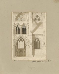 Interno della Cattedrale di Lichfield - Navata: disegno a seppia da Joseph Potter
