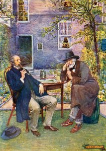 Carlyle (a destra) e Tennyson che parlano e fumano