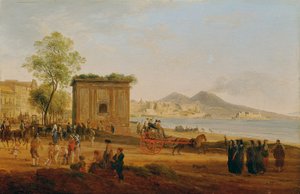 Il Golfo di Napoli con scene di vita popolare da Joseph Rebell