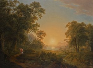 Paesaggio boschivo con alba da Joseph Rebell