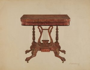 Tavolo con piedistallo a lira, 1936 da Joseph Rothenberg