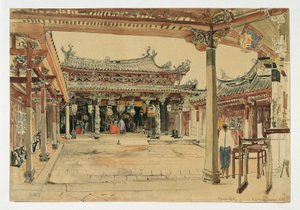 Cortile di un tempio cinese a Singapore