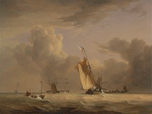 Barca da pesca e altre imbarcazioni in una forte brezza da Joseph Stannard