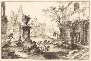 Fantasia architettonica con rovine romane
