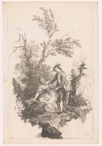 Uomo e donna con un cesto di volatili da Joseph Wagner (possibly)