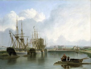 Descrizione dei moli di Bristol (Inghilterra), con navi indiane che commerciano e trasportano legname americano, e carichi di legno che galleggiano sull