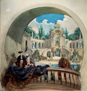 Disegno preparatorio per lunetta del soffitto della sala delle udienze nel castello reale di Ludwig II a Linderhof da Joseph Watter