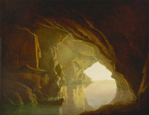 Una grotta nel golfo di Salerno, al tramonto