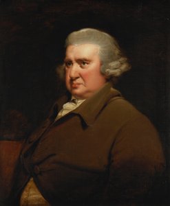 Ritratto di Erasmus Darwin, mezzo busto, in giacca di bufalo e camicia bianca da Joseph Wright of Derby