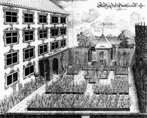 Progetto per il giardino di Furttenbach a Ulm, da Architectura Privata, inciso da Jonas Arnold da Joseph after Furttenbach