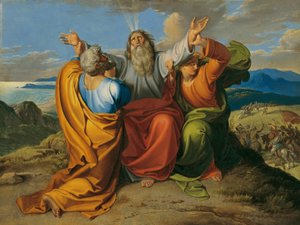 Mosè in preghiera con Aronne e Cur sul monte Oreb da Joseph von Fuhrich