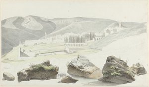 Paesaggio e veduta della città vicino a Tivoli da Josephus Augustus Knip