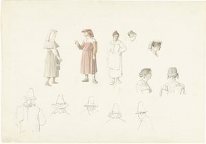 Foglio di studio con contadini italiani da Josephus Augustus Knip