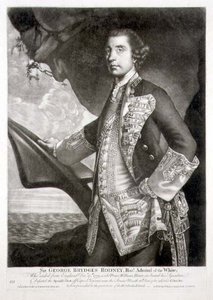 Ritratto di Sir George Brydges Rodney, ammiraglio della White, inciso da William Dickinson pub. da Carington Bowles