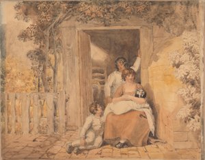 Famiglia Posa Davanti a un Portone