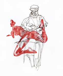 Il pescatore nudo rosso
