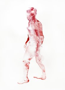 Figura che cammina rossa