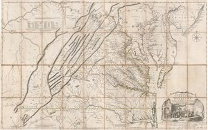 Mappa della parte più abitata della Virginia di Fry e Jefferson da Joshua & Jefferson Peter Fry