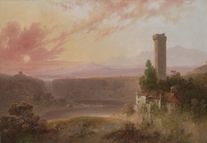 Vista del Lago di Nemi al tramonto, c.1840-50