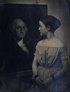 Ragazza con ritratto di George Washington, ca. 1850