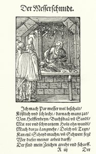 Il fabbricante di coltelli (incisione) da Jost (after) Amman