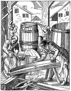 Una bottega di bottai, XVI secolo, 1870