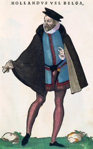 Olandesi dei Paesi Bassi in costume tradizionale, incisione da Habitus praecipuorum popularum da Jost Amman
