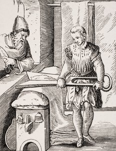 Lavoratore di tessuti, riproduzione di xilografia del XVI secolo, XIX secolo