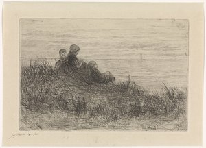 Paesaggio dunale con madre e figli da Jozef Israëls (signed by artist)