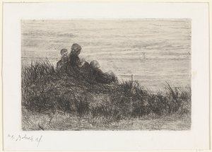 Paesaggio dunale con madre e bambini da Jozef Israëls (signed by artist)