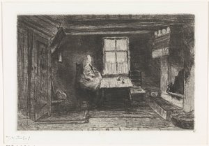Interno con madre e bambino da Jozef Israëls (signed by artist)