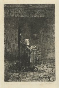 Bambino nella seggiolina da Jozef Israëls (signed by artist)
