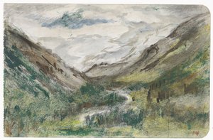 Valle con montagne coperte di vegetazione da Jozef Israëls