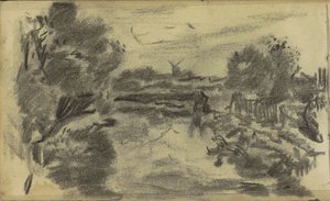 Paesaggio con acqua e un mulino da Jozef Israëls