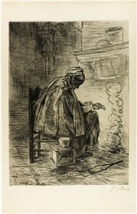 Vecchia che si scalda le mani da Jozef Israëls