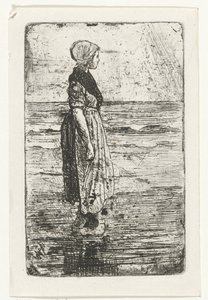 Donna in piedi sulla spiaggia da Jozef Israëls