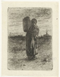 Donna con un cesto sulla schiena da Jozef Israëls