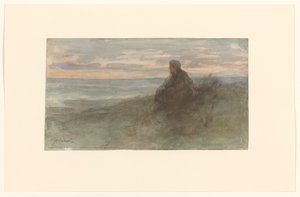 Donna seduta su una duna vicino al mare da Jozef Israëls