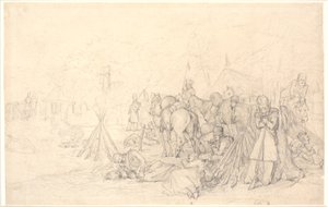 Francesi che bivaccano sul campo di battaglia dopo una battaglia da Jørgen V. Sonne