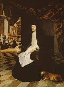 Ritratto della Regina Mariana di Spagna (n.1631) in lutto da Juan Bautista Martinez Del Mazo