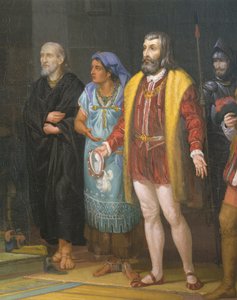 Hernan Cortes, la Malinche e Bartolome de Las Casas, (dettaglio) da Juan Ortega