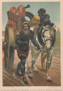 Johannes Gutenberg lascia Strasburgo. Da: La scienza e i suoi uomini, 1879 da Juan Planella y Rodríguez