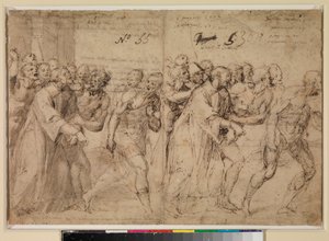 Due studi per "San Stefano condotto al martirio" (recto), 1556 da Juan de Juanes