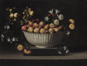 Fiori e frutta in una ciotola di porcellana, c.1645