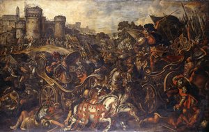 Achille che affronta Ettore fuori Troia da Juan de la Corte