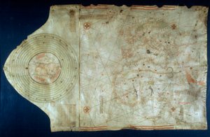 Carta nautica di Juan de la Cosa (1460-1510), cartografo compagno del navigatore Cristoforo Colombo (1451-1506)