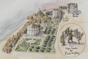 Hope Theatre, Rose Theatre e Globe Theatre, Southwark, Londra, c1647 2016 da Judith Dobie